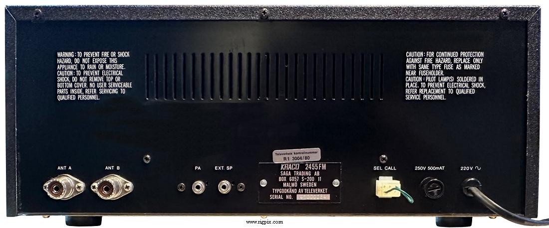 A rear picture of Kraco 2455FM ''Deluxe AM/FM Base Station''