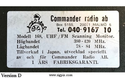 A picture of Commander 168 version D badge