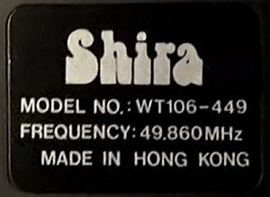 A picture of the Shira WT106-449 label