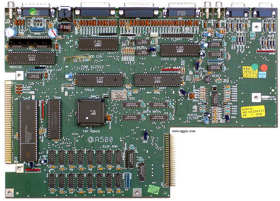 A picture of Commodore Amiga 500 ''A500'' (Code name ''Rock Lobster'') motherboard