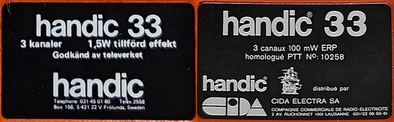 A picture of Handic 33 label