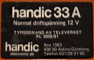A picture of Handic 33A label
