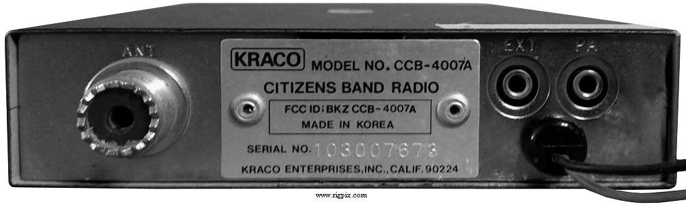 A rear picture of Kraco CCB-4007A