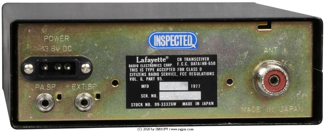 A rear picture of Lafayette HB-650 (99-33326W / 99-33334W)