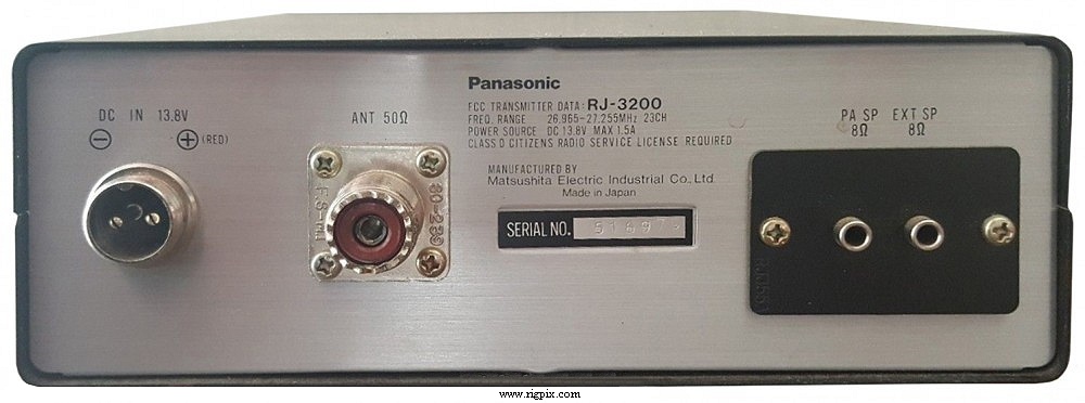 A rear picture of Panasonic RJ-3200