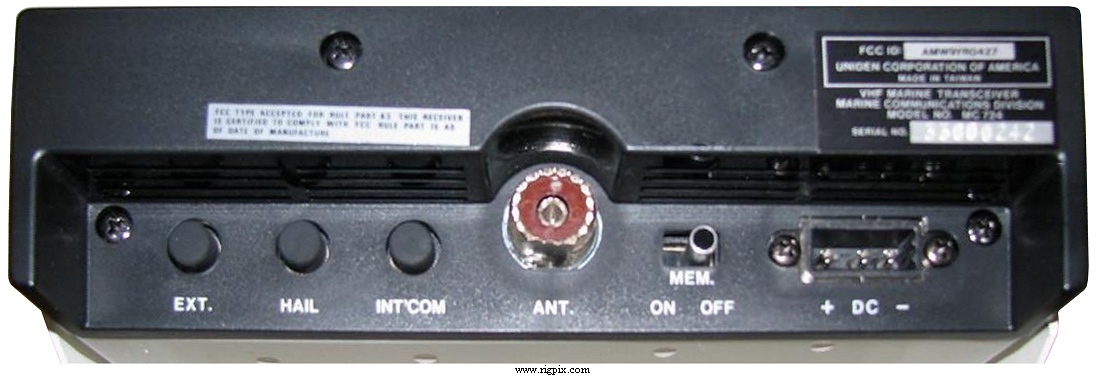 A rear picture of Uniden MC-724