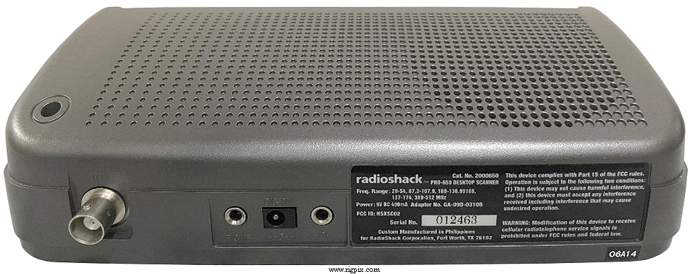 A rear picture of RadioShack Pro-650 (2000650)